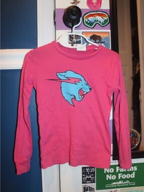 MRBEAST® Kids Pink Long Sleeve Graphic Tee, Size 6Y (Snug-Fit Cotton)
